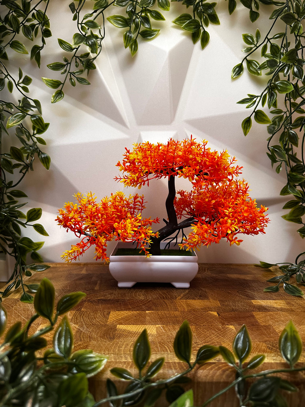 Artificial Bonsai Tree - Autumn Orange, 18 cm
