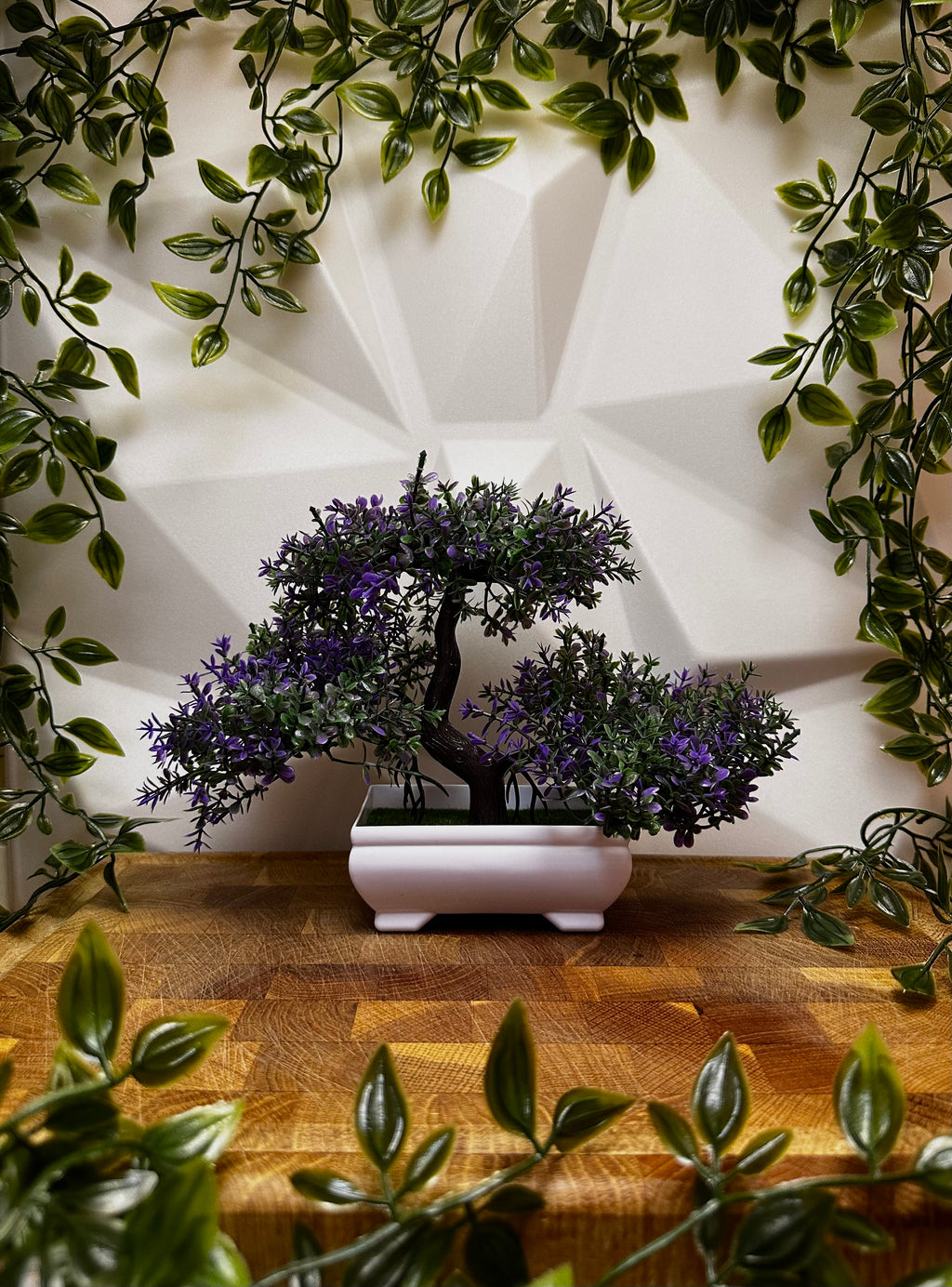 Artificial Bonsai Tree - Purple Foliage, 17 cm