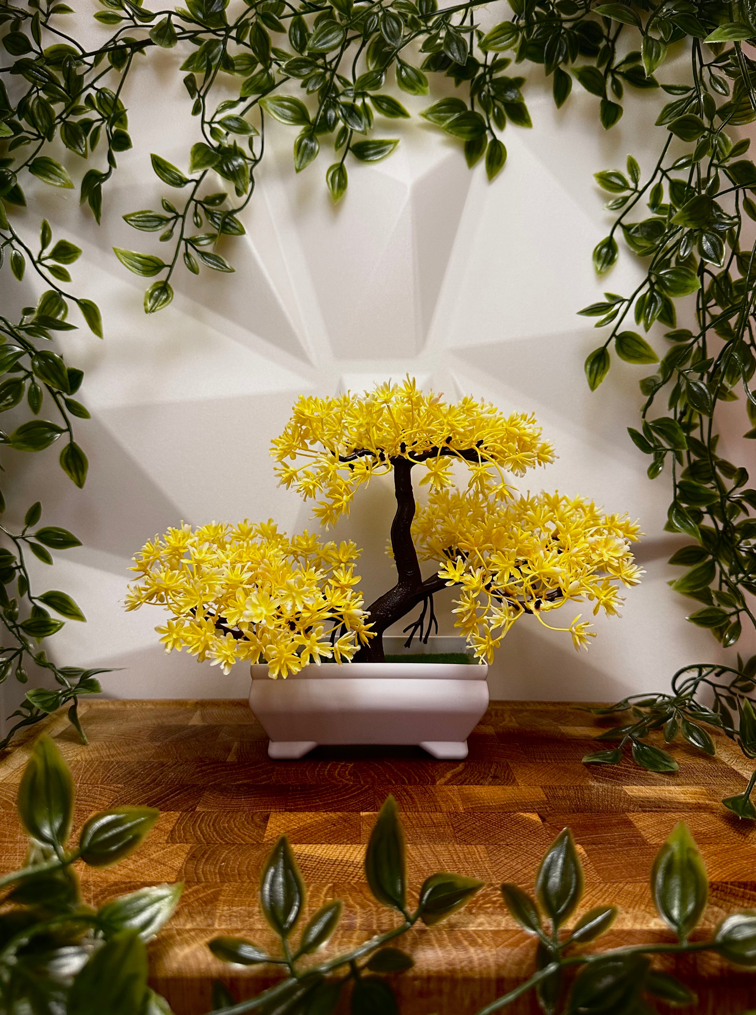 Artificial Bonsai Tree - Golden Yellow, 19 cm