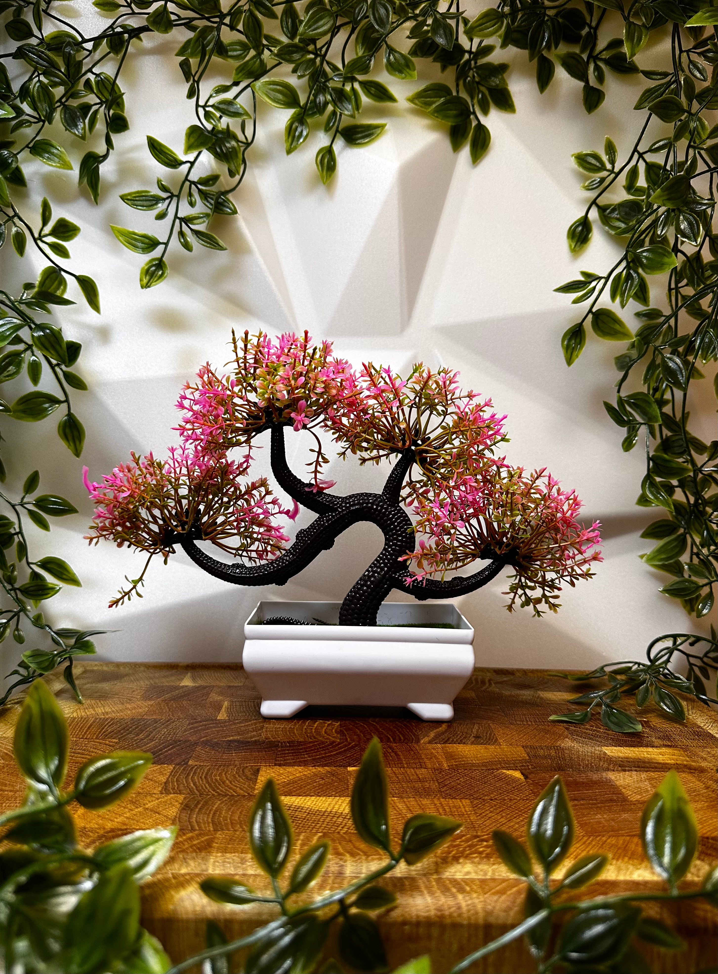 Artificial Bonsai Tree - Pink Blossom, 19 cm
