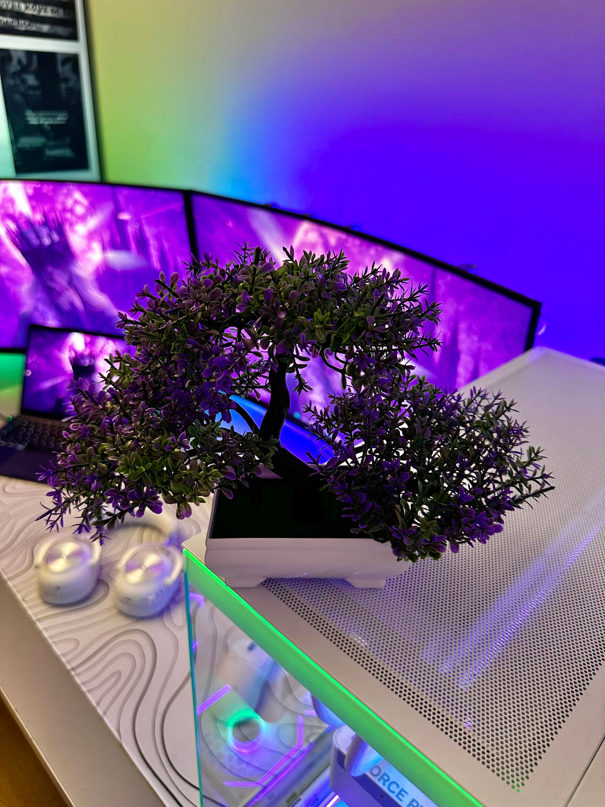 Artificial Bonsai Tree - Purple Foliage, 17 cm