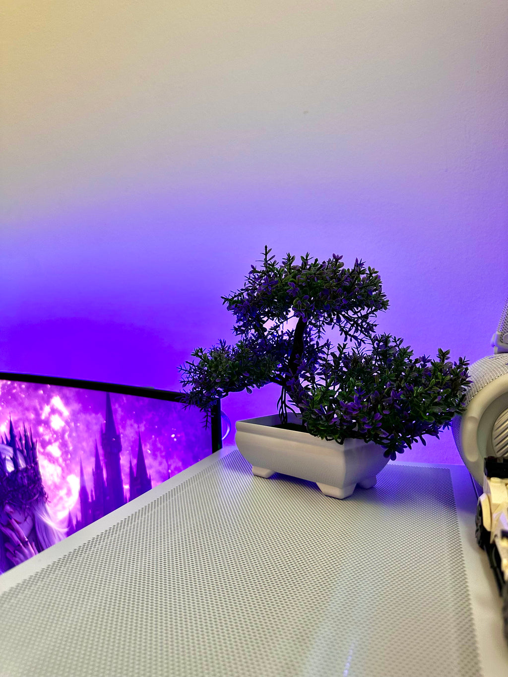Artificial Bonsai Tree - Purple Foliage, 17 cm