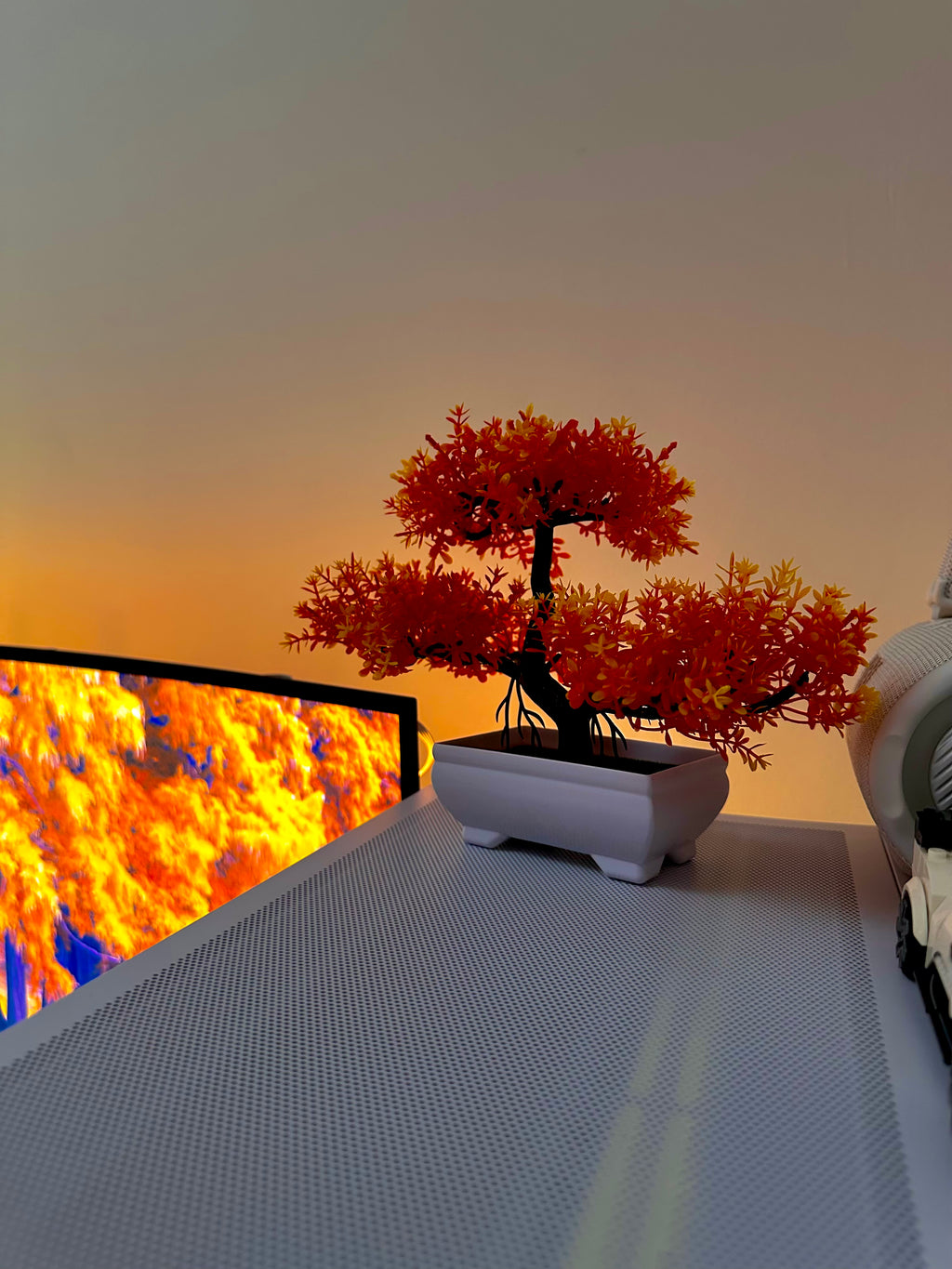 Artificial Bonsai Tree - Autumn Orange, 18 cm