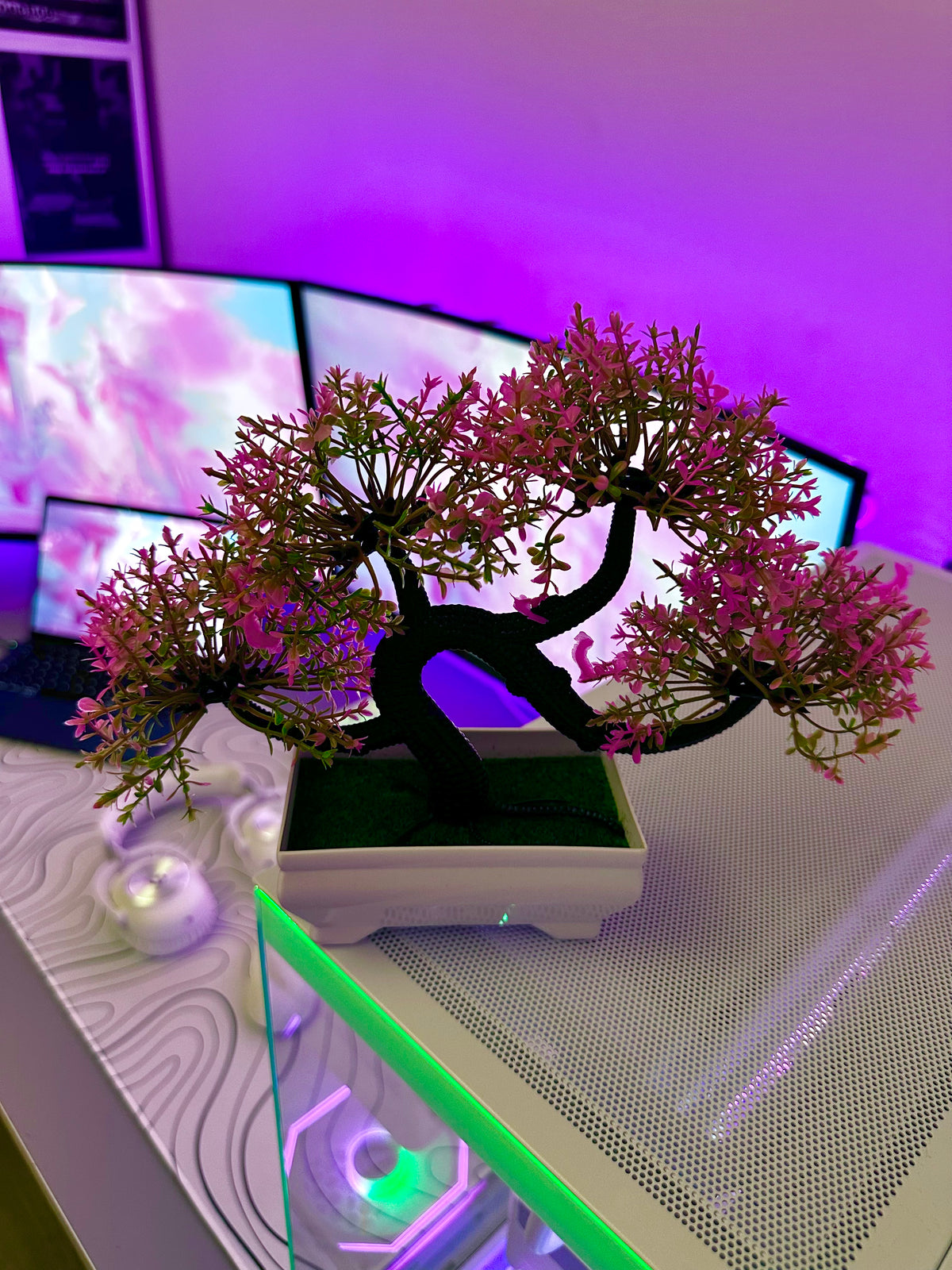 Artificial Bonsai Tree - Pink Blossom, 19 cm
