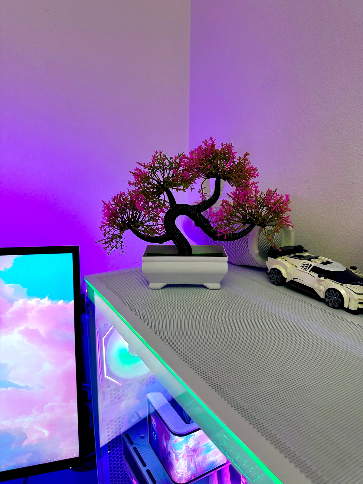 Artificial Bonsai Tree - Pink Blossom, 19 cm